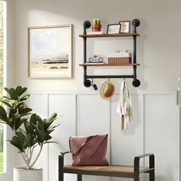 Cross border new suitable for home decoration, bedroom, living room storage rack, multi-layer wooden wall rack, wall storage rack