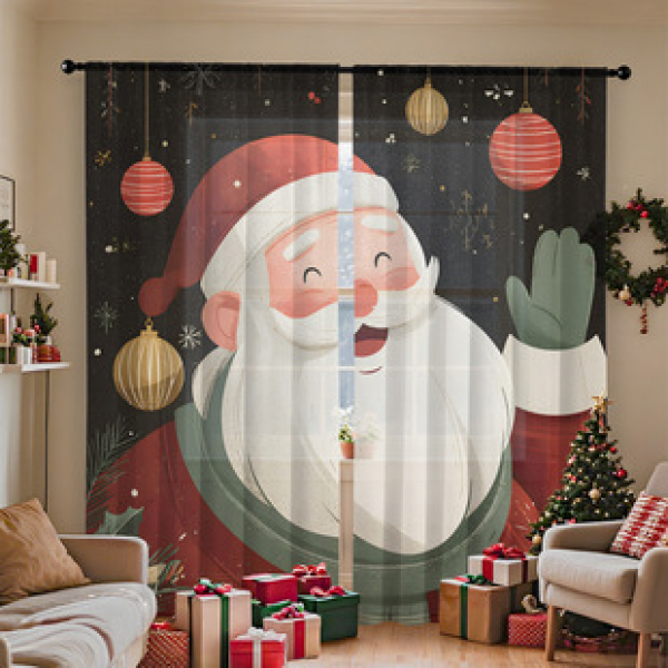 2PCS Christmas curtain factory distributes 3D digital printing cross-border Amazon curtain hot selling patterns