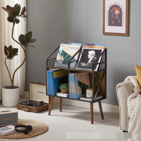 Factory direct sales home living room storage rack, vinyl record book file storage rack, movable storage rack, trendy