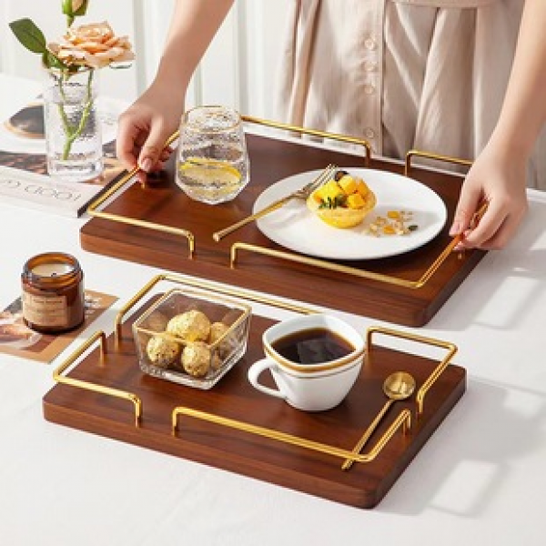 Cross border factory direct selling process high-end breakfast tray delicate round square tray household tea set Dim sum storage tray