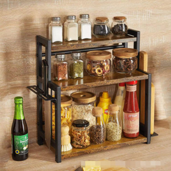 Factory direct desktop storage rack, kitchen seasoning cutting board storage rack, iron multi-layer desktop item sorting rack