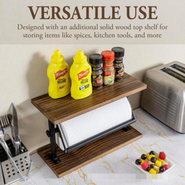 Factory direct desktop tissue holder, kitchen roll paper, iron wood bracket, storage rack, iron countertop, storage and organization rack
