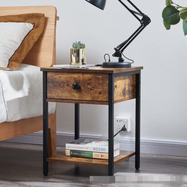 Cross border direct sales, simple multi-layer bedside table, sofa corner with drawer storage rack, iron art, American retro storage rack, trendy