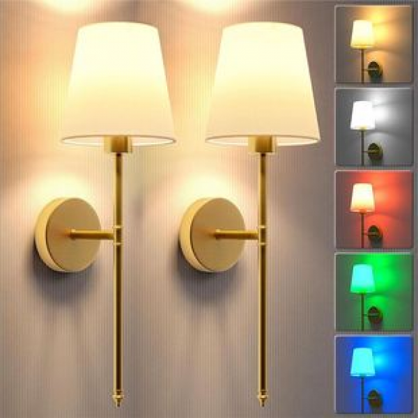 New cross-border wireless charging wall lamp without wiring, battery powered cloth cover wall lamp with remote control and RGB bulb included