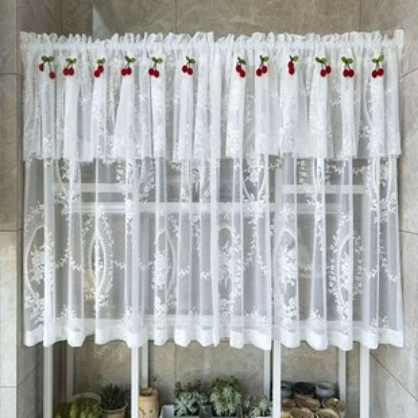 1PC New Mirror Garden Short Curtain Curtains Living Room Bedroom Decoration Curtains Personalized Decoration Rod Window Screen Curtains