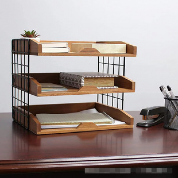 Manufacturer direct sales desktop multi-layer wrought iron storage rack, file storage rack, office data book storage rack, trendy