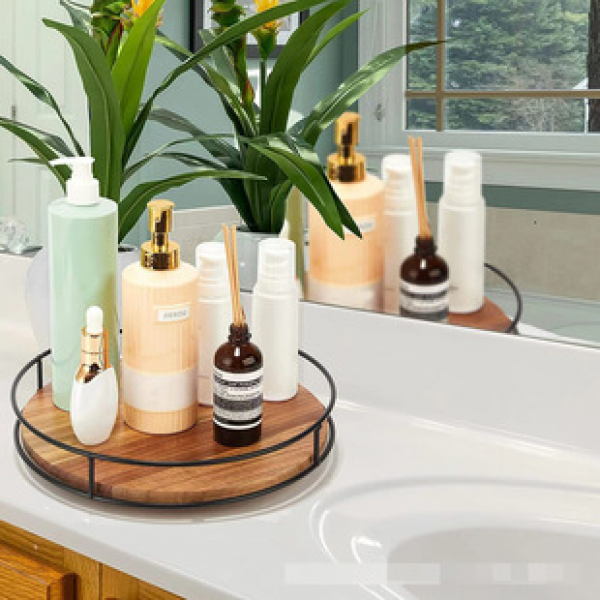 Cross border direct sales circular rotating storage rack, kitchen sorting and storage rack, iron desktop, cosmetics and miscellaneous storage tray