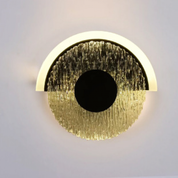 Light luxury designer bedroom headboard living room background wall corridor lighting simple circular crystal wall lamp