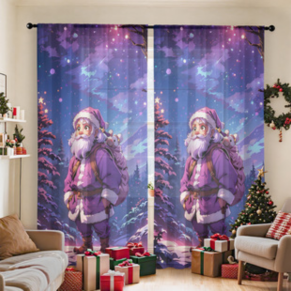 2PCS Christmas curtain factory distributes 3D digital printing cross-border Amazon curtain hot selling patterns