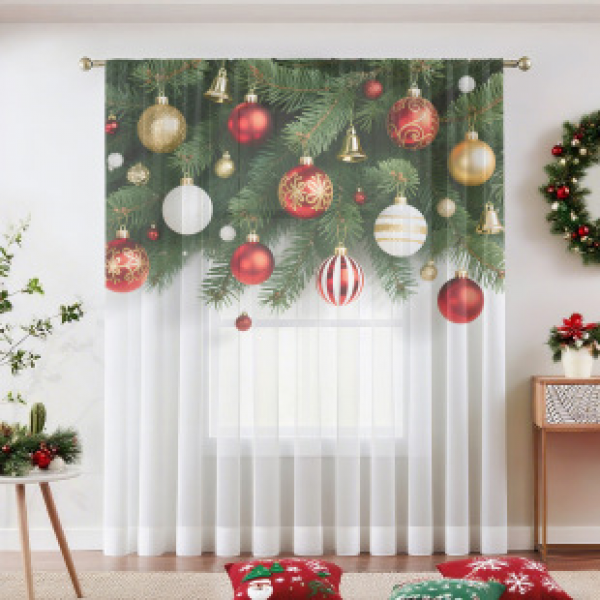 2PCS Christmas curtain factory distributes 3D digital printing cross-border Amazon curtain hot selling patterns