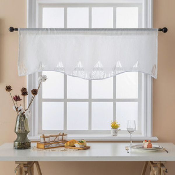 Wholesale of Cross border Finished Curtains, Flat Man Kitchen Curtains, Short Curtains, Door Curtains, Hollow Out, Transparent, Impermeable Leaves, Roman Curtains