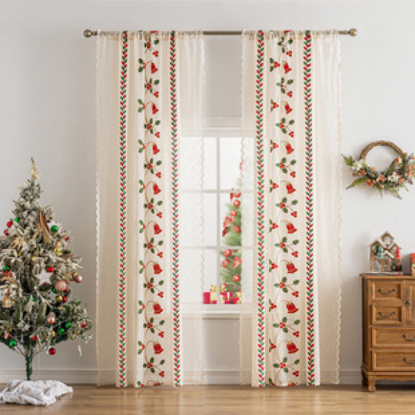 Cross border Amazon Christmas Embroidery Hollow Curtains Embroidery Living Room Bedroom European American Spot Products Wholesale