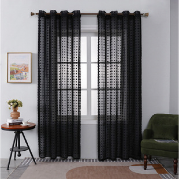 Cross border screen curtains, window screens, modern and simple American style ball curtains, white, black, gray finished products, OEM manufacturers, wholesale