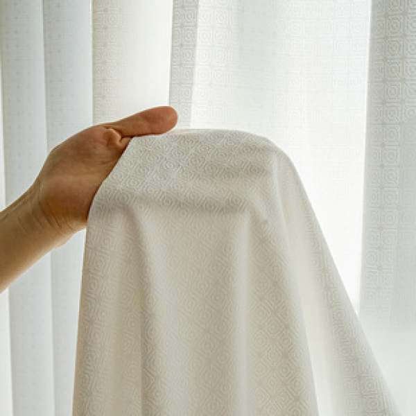 Cross border Japanese style mirror screen curtain, UV resistant white screen, sunscreen jacquard, living room balcony, translucent and non transparent window screen