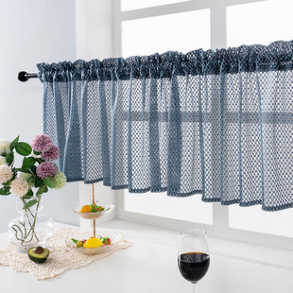 Tangmei Cross border Amazon Manufacturer Direct Sales Kitchen Coffee Curtain Small Fresh Finished Product Wearing Rod Small Curtain Lace Short Curtain