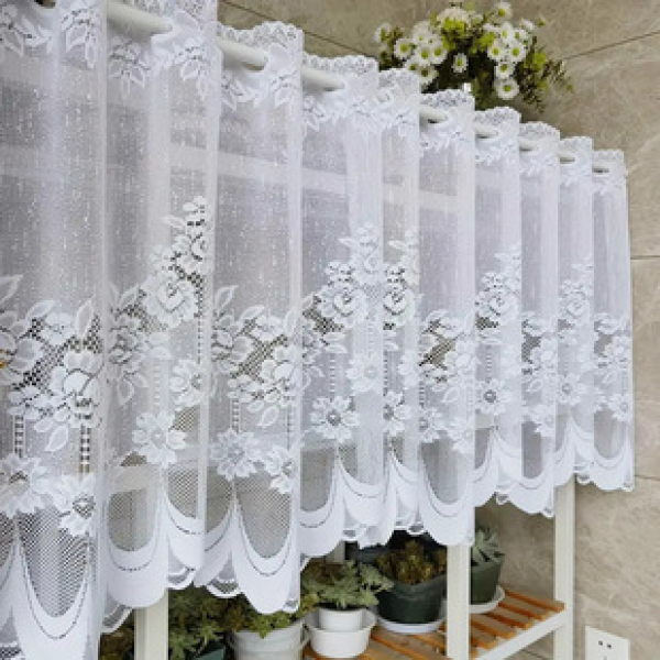 1PC new warp knitted white short curtain curtain, living room bedroom decoration window screen curtain, translucent but not personalized