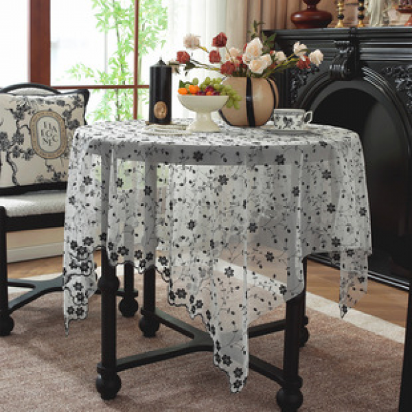 Light luxury style French countryside small round table tea table lace tablecloth high-end European American atmosphere dining table tablecloth