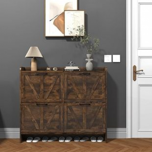 Cross border American style wooden shoe cabinet, panel furniture, large capacity shoe rack, household shoe cabinet, simple entry storage cabinet for home use