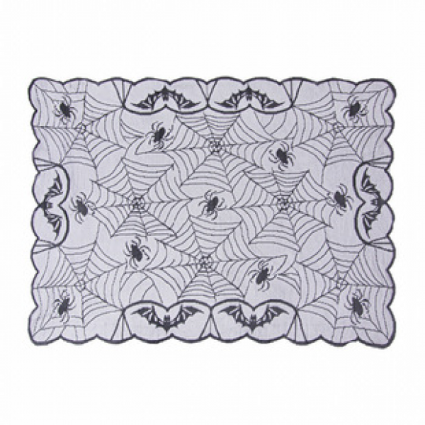 Cross Mirror Halloween Small Tablecloth Spider Knitted Lace Party Decoration Tablecloth Tablecloth Tea Table Cloth Cover Cloth Black