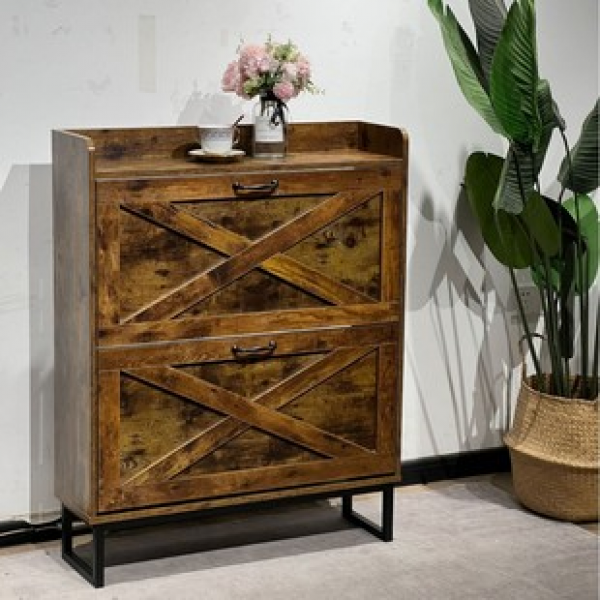 Cross border American style wooden shoe cabinet, panel furniture, large capacity shoe rack, household shoe cabinet, simple entry storage cabinet for home use