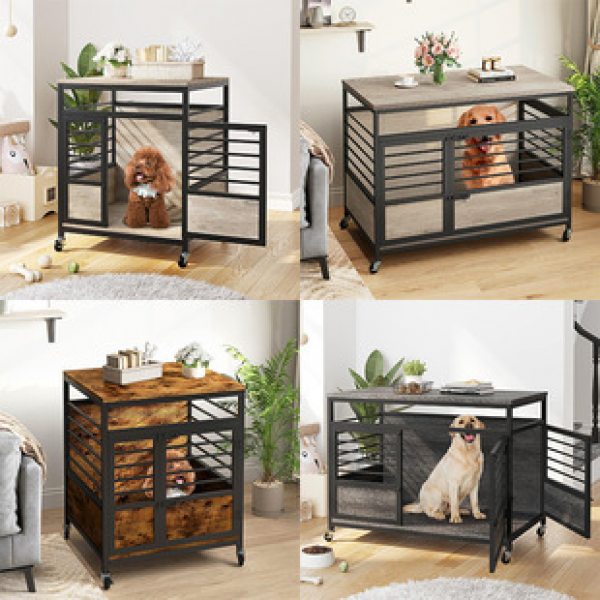 Cross border dog large-sized dog house indoor furniture dog house side table modern furniture bedroom pet iron wood cage