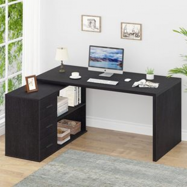 Cross border home corner office computer desk, student learning desk, rectangular desk with storage drawers, trendy