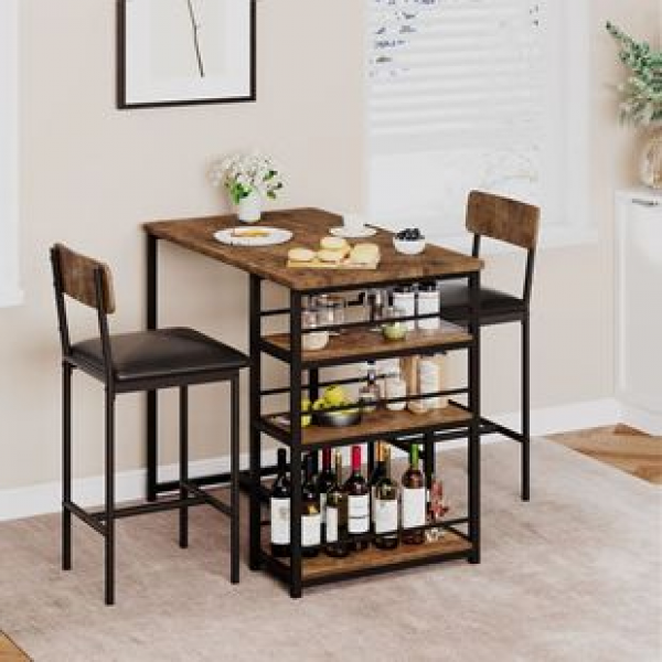 Cross border direct sales of small-sized household bars, tables and chairs, solid wood dining tables, Nordic Japanese style simple rectangular table and chairs combination trend