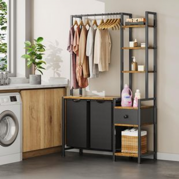 Home bedroom multifunctional storage rack, shoe rack, clothes hanger, simple large capacity clothes rack, floor standing clothes hanger