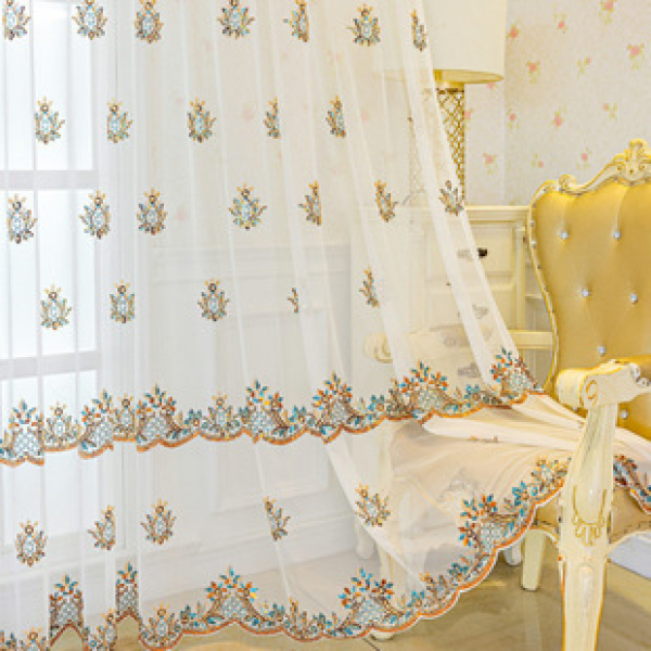 Manufacturer wholesale light luxury ordered bead colored embroidered window screen Bohemian restaurant living room bedroom balcony translucent cross-border