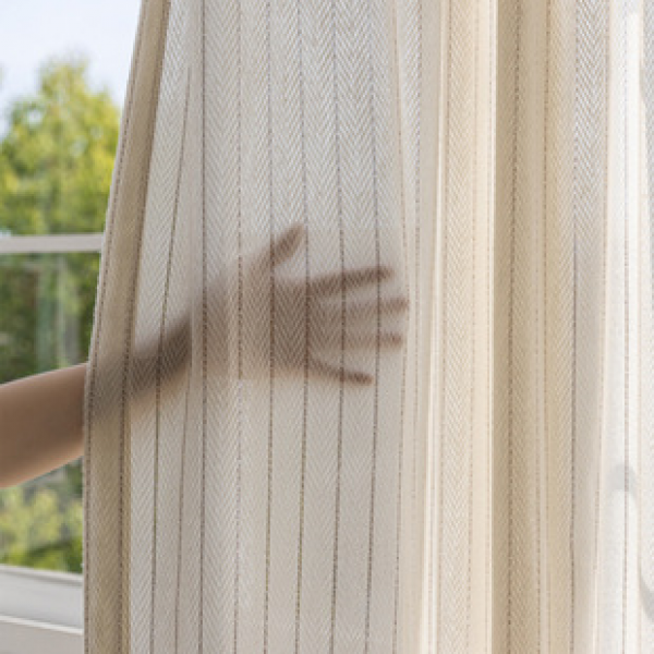 Cross border finished products with wool like texture, cream, retro and simple lines, high-end living room, bedroom, balcony, and gauze curtains