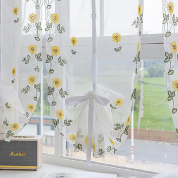 Cross border curtains, lifting curtains, balloon curtains, American embroidered embroidered products, transparent curtains, living room and bedroom curtains, small curtains
