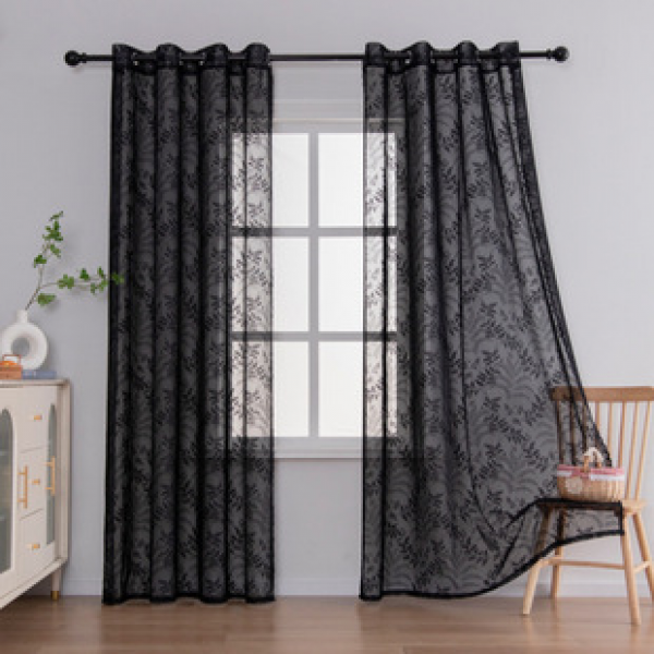 Jacquard transparent curtains and window screens, black, beige, white, European and American curtains, cross-border American style, Amazon AliExpress curtains