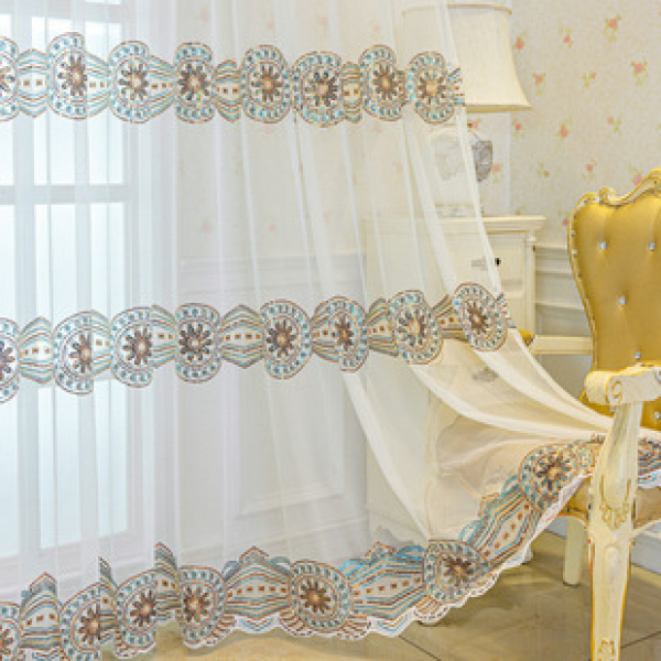 Manufacturer wholesale light luxury ordered bead colored embroidered window screen Bohemian restaurant living room bedroom balcony translucent cross-border