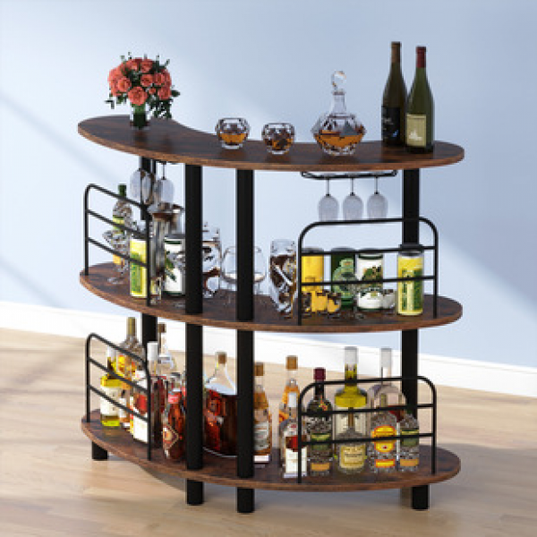 Cross border manufacturer direct sales American island table integrated wine cabinet, industrial wind storage rack, bar high foot table, commercial bar counter