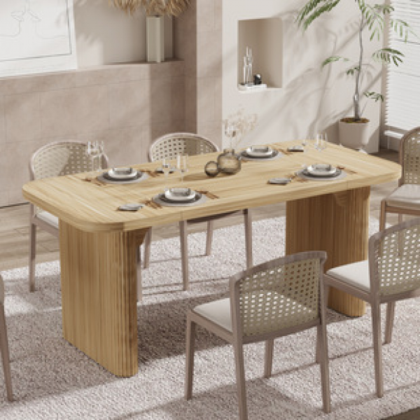 Cross border direct sales all solid wood dining table for household use, small-sized Nordic wood, modern and simple rectangular dining table trend