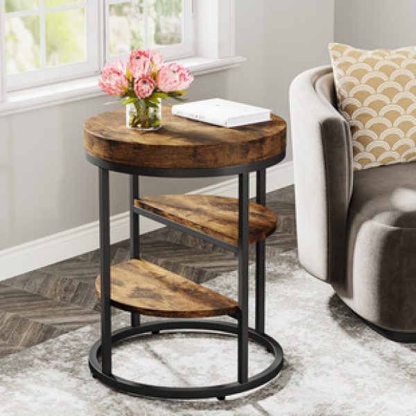 Cross border Wabi Sabi style sofa side table retro small round table homestay hotel industrial style side table living room storage corner trendy