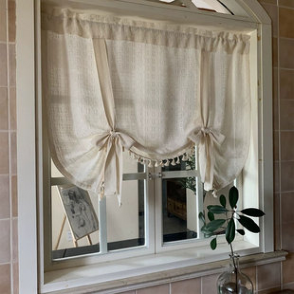 Cotton and linen grid Roman curtain finished products Nordic style curtain wholesale Cross border curtain finished products spot wholesale Simple