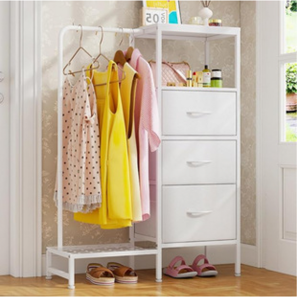 Cross border bedroom coat and hat rack storage cabinet integrated, fully small-sized, multifunctional floor standing hanging clothes rack, fully hanging wardrobe