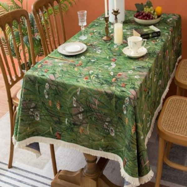 New Rural Style Daisy Green Tablecloth Anti scalding Tablecloth Japanese Tea Table Fabric