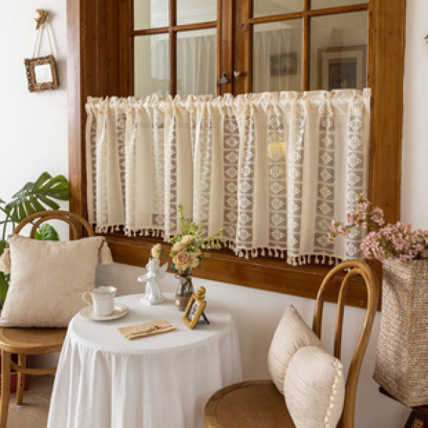 Cross border rural woven lace window curtains, coffee curtains, short curtains, half curtains, American door curtains, restaurant spot wholesale
