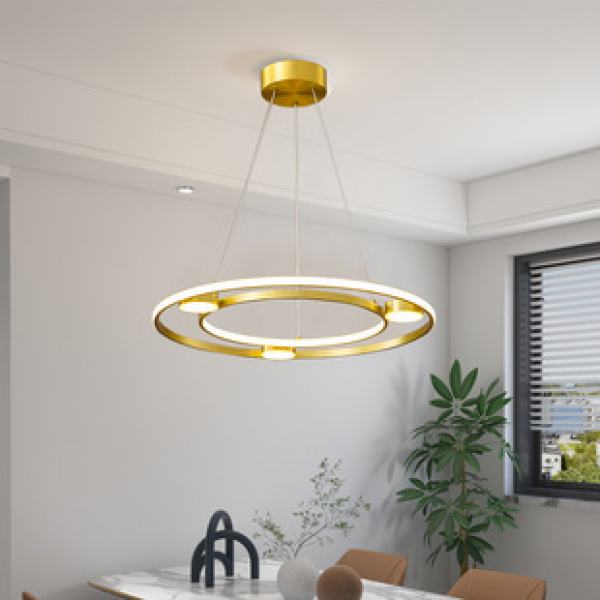 AlM restaurant pendant light modern simple luxury crystal circular dining room light 2024 new Nordic dining table three head