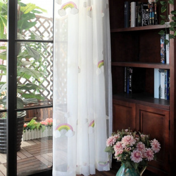 Rainbow curtains, mesh curtains, rural embroidery, Dolly white curtains, bedroom bay windows, window curtains, children's rooms, balconies, partitions, mesh curtains