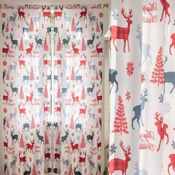 1PCS Christmas Deer Curtains Christmas Series Curtains Factory dropshipping Cross border Amazon