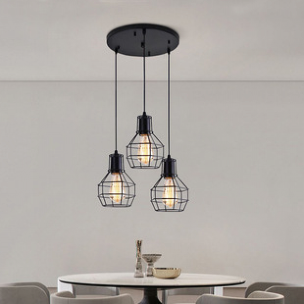 Cross border exclusive Amazon Art Small Iron Cage Industrial Pendant, American style Rural Restaurant Desk Lighting, Retro Coffee Shop Lighting