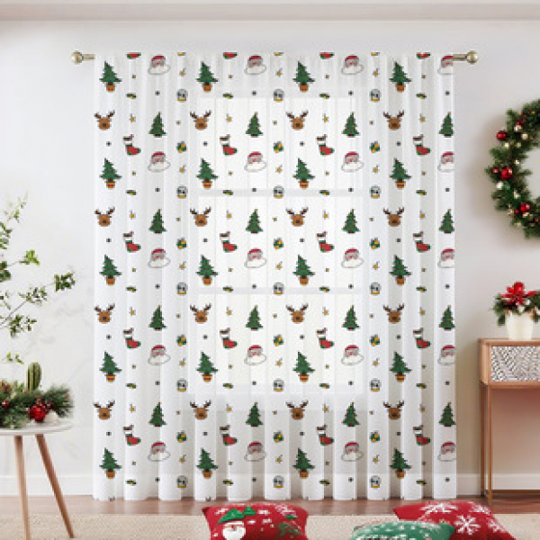 1pc new 2025 Christmas series window screen 3D digital printing factory direct sales bedroom living room decoration pole through window