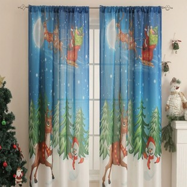 1PCS Deer Pull Car Christmas Curtains Christmas Series Curtains Factory Delivery Cross border