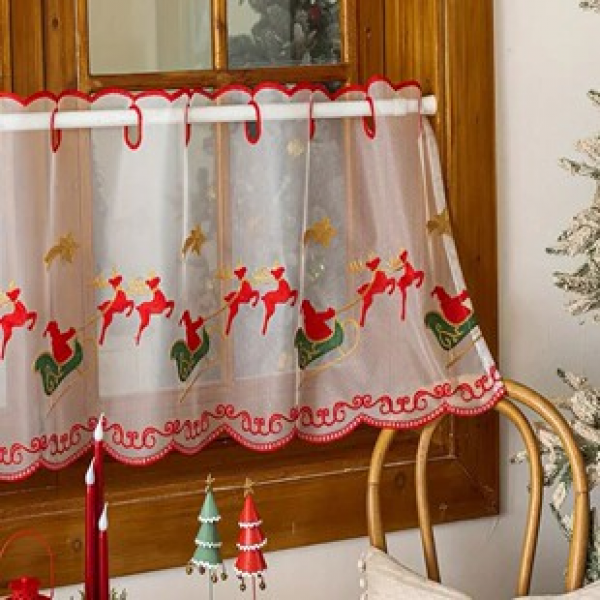 1PC New Deer Pull Car Short Curtain Curtains Living Room Bedroom Decoration Window Screens Curtains Personalized Decoration Pole Windows