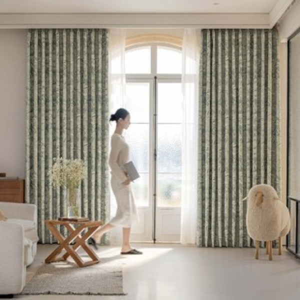 1PC New Gray Flower Gilded Years Curtains, Living Room Bedroom Decoration Curtains, Personalized Decoration, Rod Window Screens Curtains