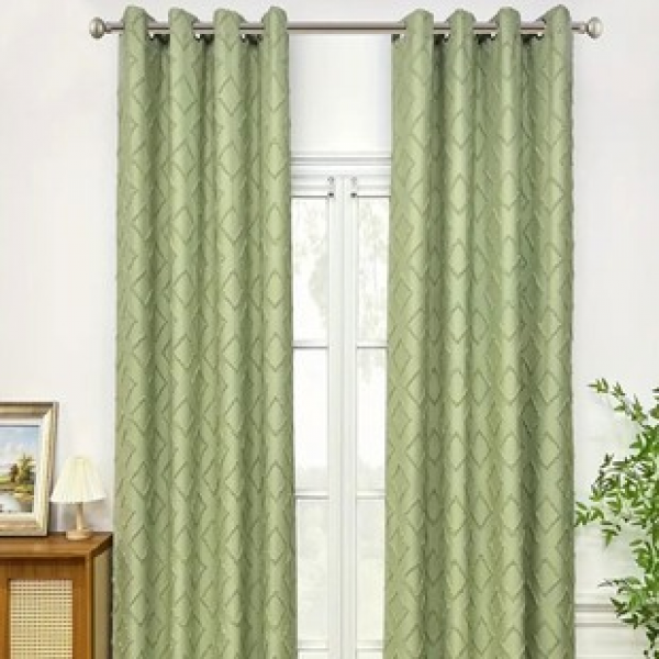 1pc new grid relief peach blossom home shading and insulation thickened living room bedroom decoration pole curtain