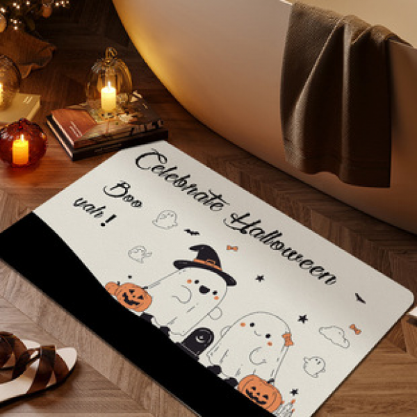 Cartoon cute Halloween atmosphere, entrance mat, bathroom non slip mat, bedroom quick drying absorbent mat, floor mat